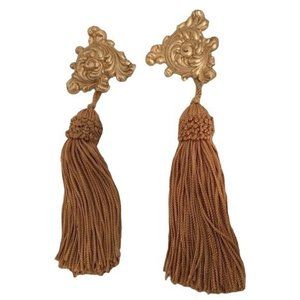 Set of 2 Gold Tassels with Medallion